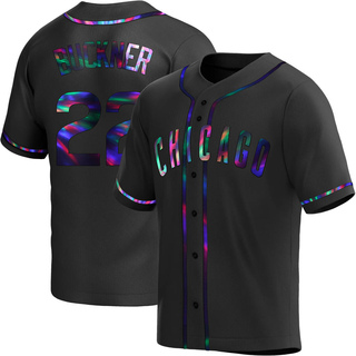 Replica Bill Buckner Men's Chicago Cubs Alternate Jersey - Black Holographic