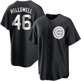 Replica Gavin Hollowell Men's Chicago Cubs Jersey - Black/White